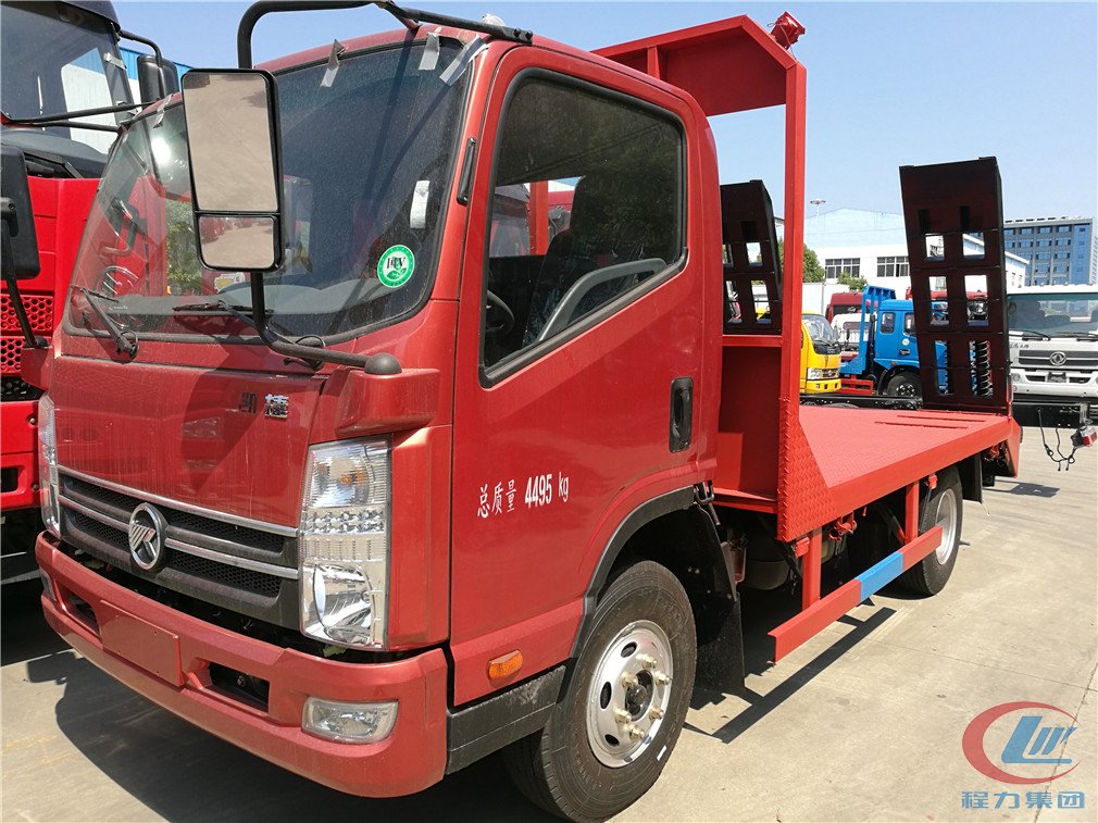 德信凯马蓝牌平板运输车侧面图